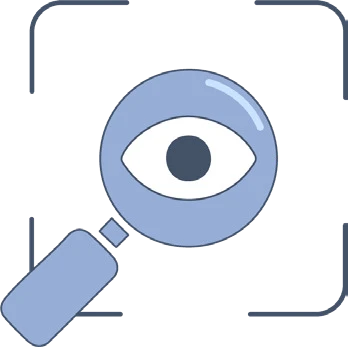 A magnifying glass with an eye, symbolising transparency
