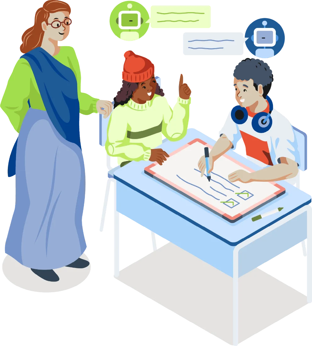 A team dividing work with an AI assistant