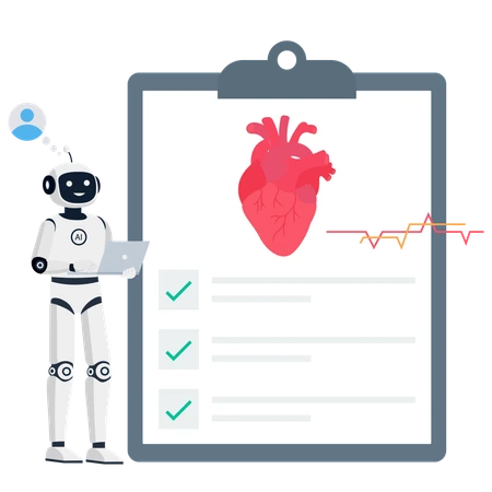 An AI robot reading a medical chart